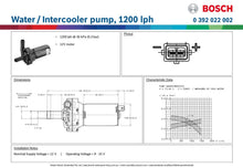 Load image into Gallery viewer, Bosch Water / Intercooler Pump, 1200 LPH