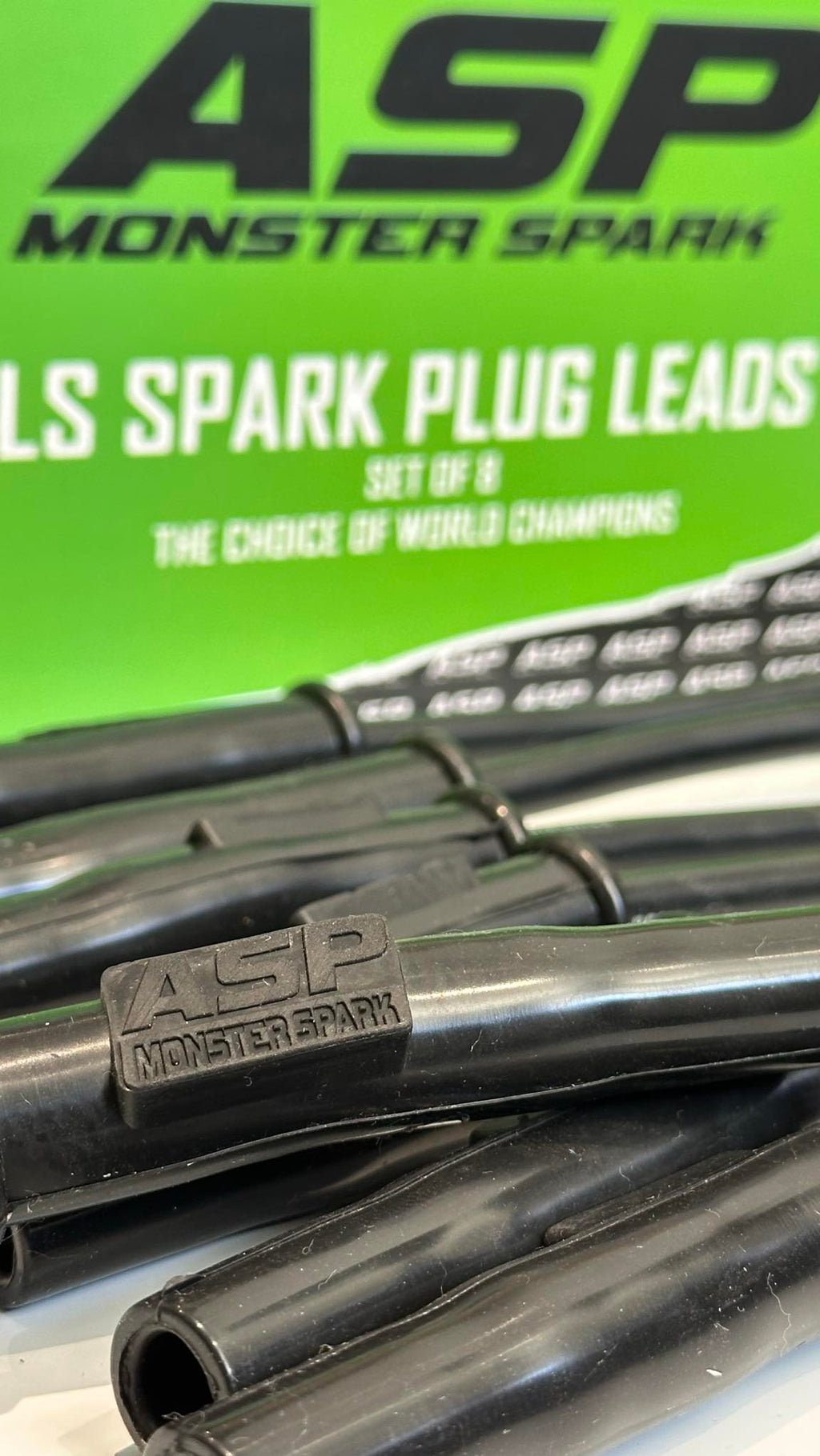 ASP Monster Spark Ignition Lead Set, 9mm Core Suit All LS Engines, Black