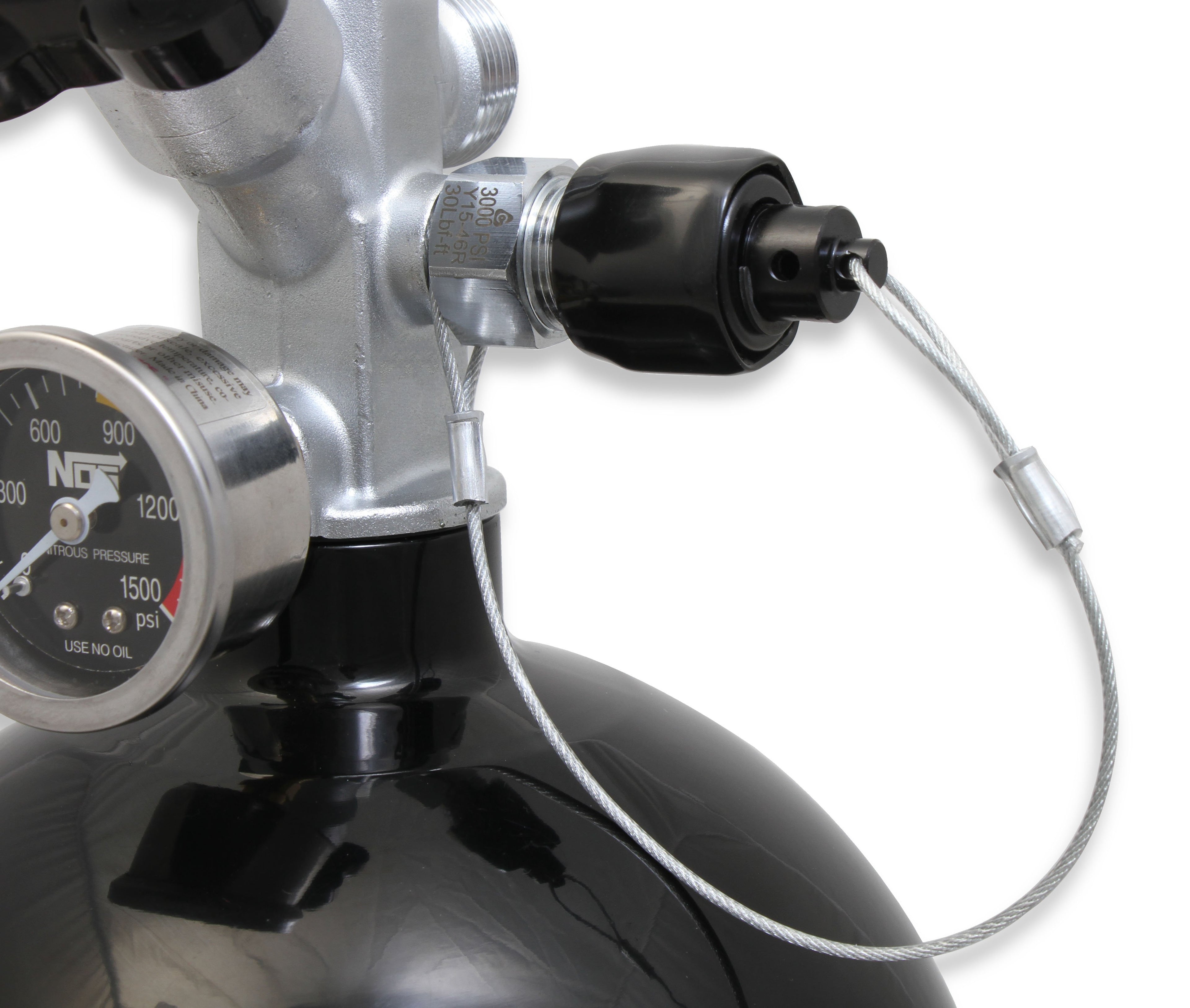 NOS 10 lb Nitrous Bottle With Black Finish & Super Hi Flo Valve - Includes Racer Safety Blow-Off & Gauge