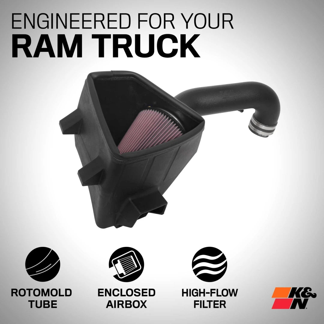 K&N Cold Air Intake - High-flow, Roto-mold Tube - 2019 - 2024 Ram 1500 5.7L V8, DT Models Only