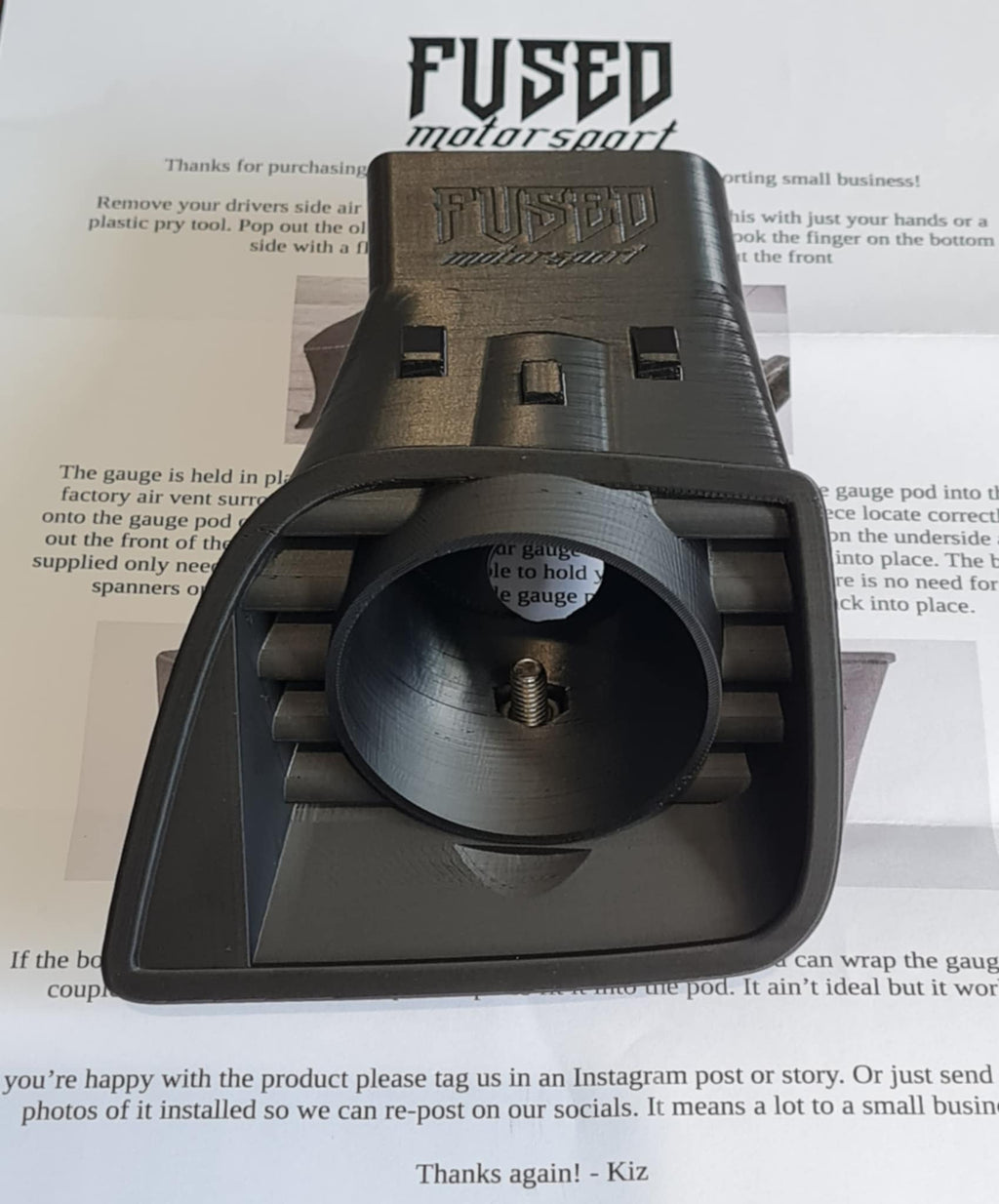 Fused Motorsport Holden VF Commodore HSV 52mm Air Vent Gauge Pod, Drivers side (Aus)
