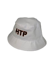 Load image into Gallery viewer, White bucket hat with &#39;HTP&#39; text on a white background