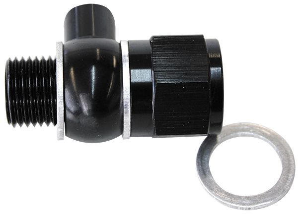 Aeroflow Oil Pressure Adapter Suit GM LS Series engine, 1/8" NPT port, Black finish