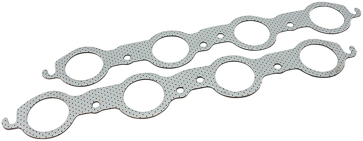 Aeroflow Perforated Steel Exhaust Gasket Set Suit GM LS 1.90" Round Port