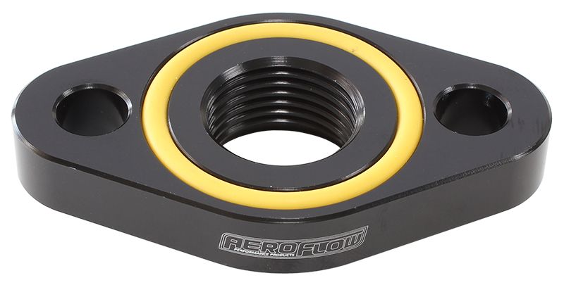 Aeroflow Turbo Drain Adapter  -10AN ORB outlet, 52.4mm bolt centre, Black Finish