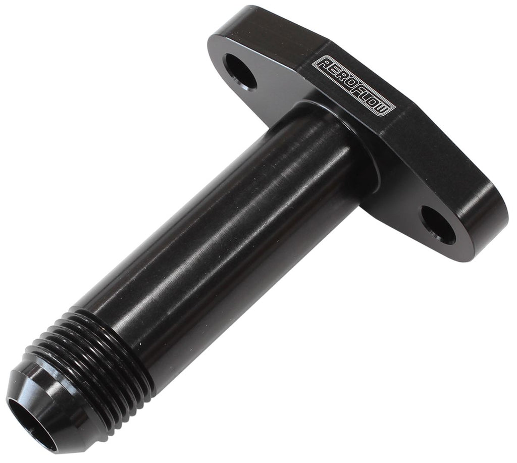 Aeroflow Turbo Drain Adapter  -10AN Male outlet, 51mm bolt centre, Black Finish