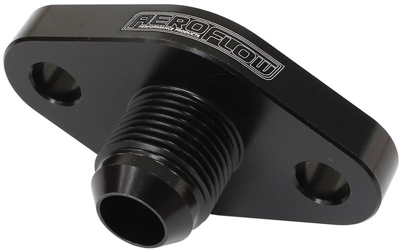 Aeroflow Turbo Drain Adapter  -10AN Male outlet, 51mm bolt centre, Black Finish