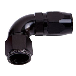 Aeroflow 500 / 550 Series Cutter Style One Piece Full Flow Swivel 90° Hose End. Suits 100 & 450 Series Hose