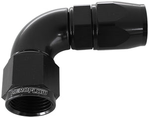 Aeroflow 200 / 570 Series PTFE 90° Hose End, Black Finish. Suits 200 & 250 Series Hose