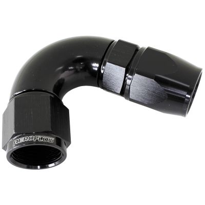 Aeroflow 200 / 570 Series PTFE 120° Hose End, Black Finish. Suits 200 & 250 Series Hose