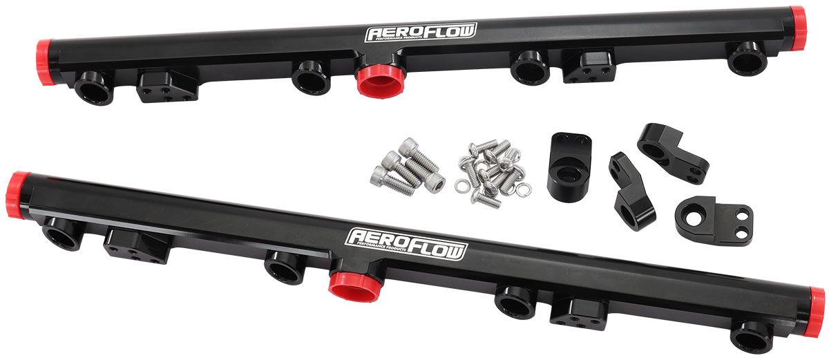 Aeroflow Billet EFI Fuel Rails Suit GM LS1 LS2 LS3 (Black)
