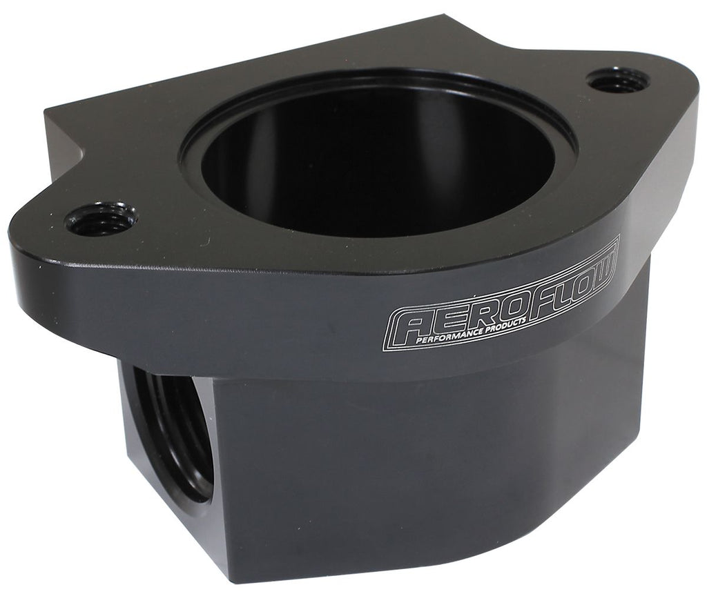 Aeroflow Billet Remote Thermostat Housing - Black With -12ORB Ports, Use With Chev Thermostat Housing