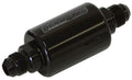 Aeroflow Billet Fuel Filter -6AN 40 micron Stainless Steel element, 1.25" x 3" L, Black finish