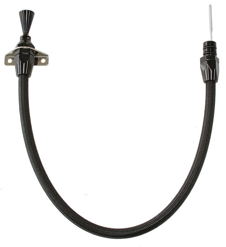 Aeroflow GM Powerglide Firewall Mount Flexible Stainless Steel Transmission Dipstick - Black Finish