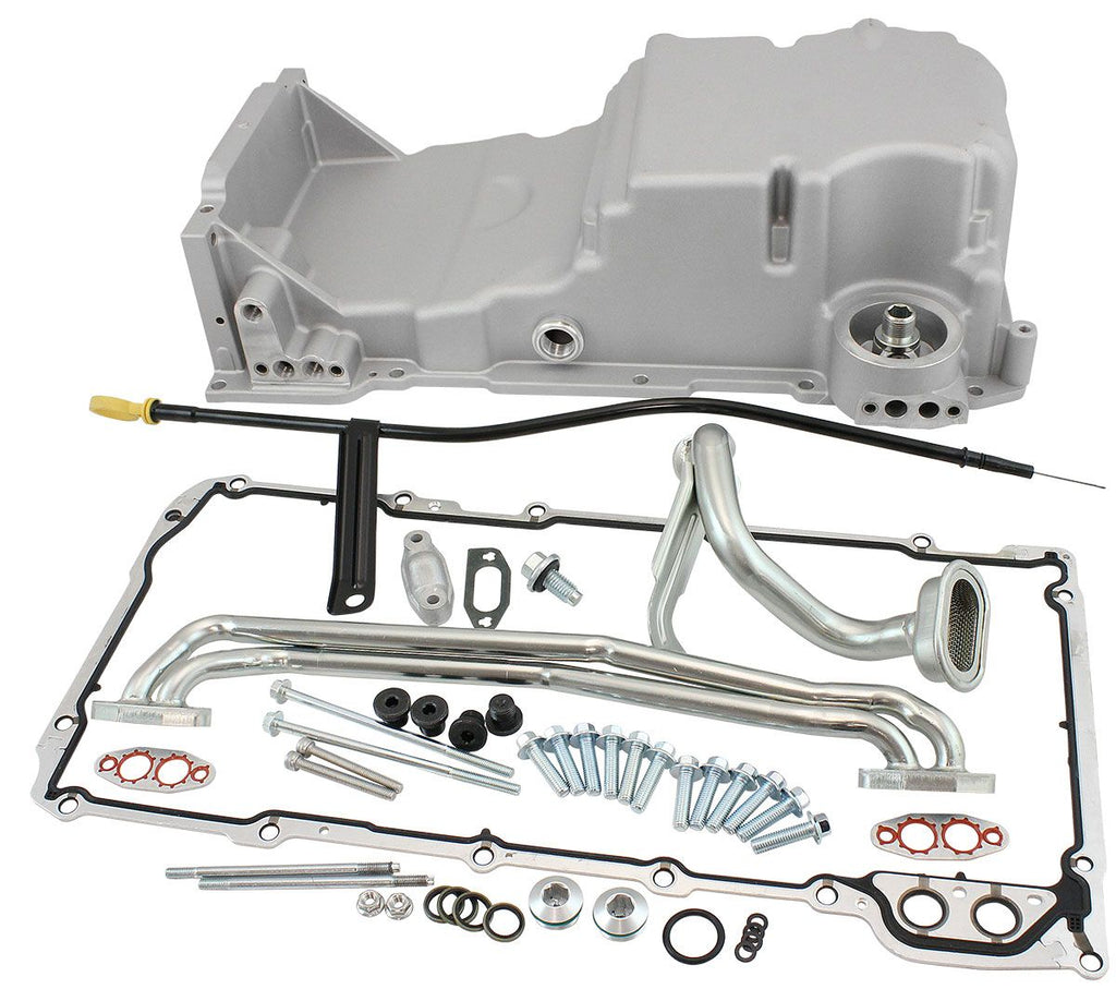 Aeroflow GM LS Cast Aluminium Standard Replacement Front Sump Oil Pan Suit GM LS Series, Holden Commodore VZ OEM Style