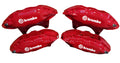 Four red Brembo brake calipers 