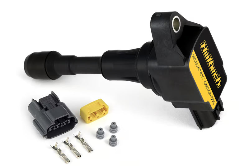 Genuine Hitachi "R35" Ignition Coil with mating connector, pins, and seals