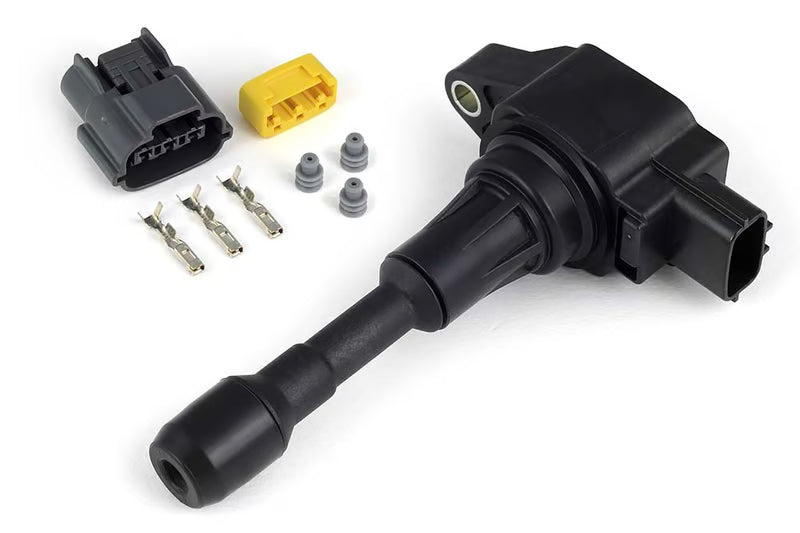 Genuine Hitachi "R35" Ignition Coil with mating connector, pins, and seals