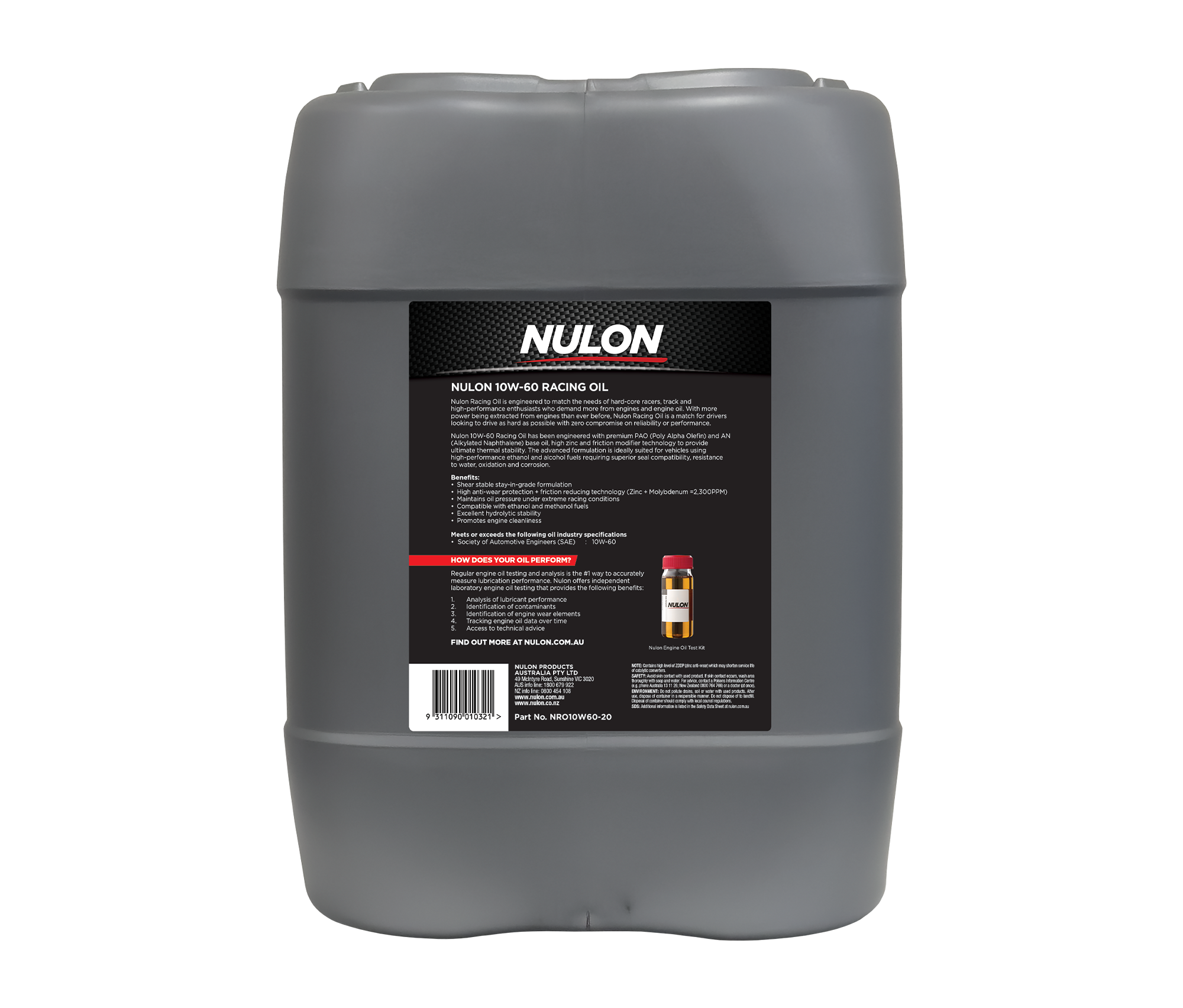Nulon Full Synthetic 10W-60 Racing Oil (NRO10W60)