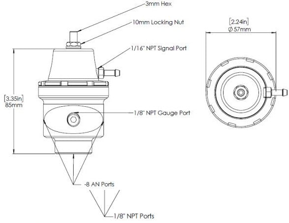Turbosmart FPR8 Fuel Pressure Regulator Suit -8AN (Black)