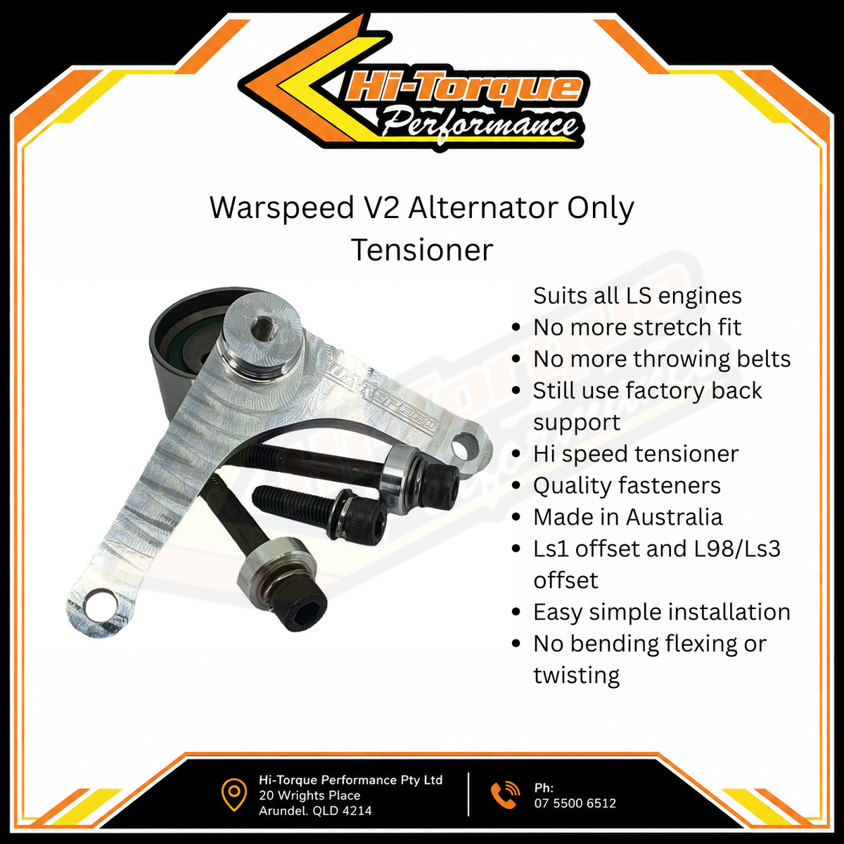 Warspeed Alternator Mounting Kit V2 For LS Engines Running Alternator Only, Low Mount Left Hand Side