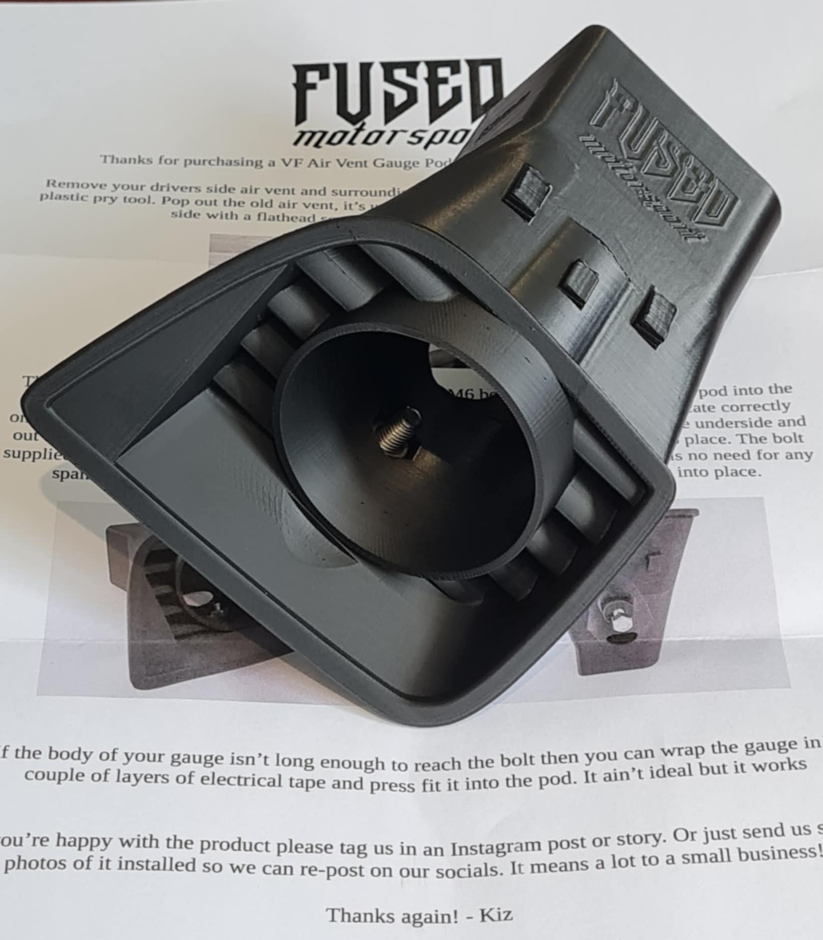 Fused Motorsport Holden VF Commodore HSV 52mm Air Vent Gauge Pod, Drivers side (Aus)