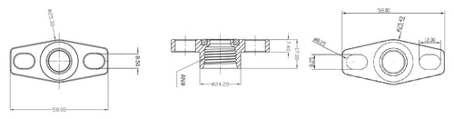 Aeroflow Turbo Drain Adapter  -8AN ORB outlet, 36 to 47.5mm bolt centre, Black Finish