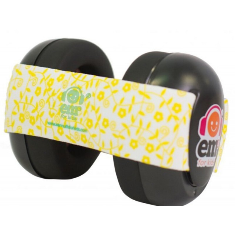 BABY Earmuffs Lemon Floral on Black