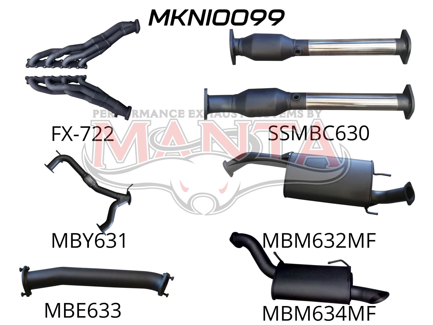 Manta Full Exhaust System Suit Nissan Patrol Y62 Series 1, 2, 3, 4 & 5 – 5.6L V8 Petrol Wagon