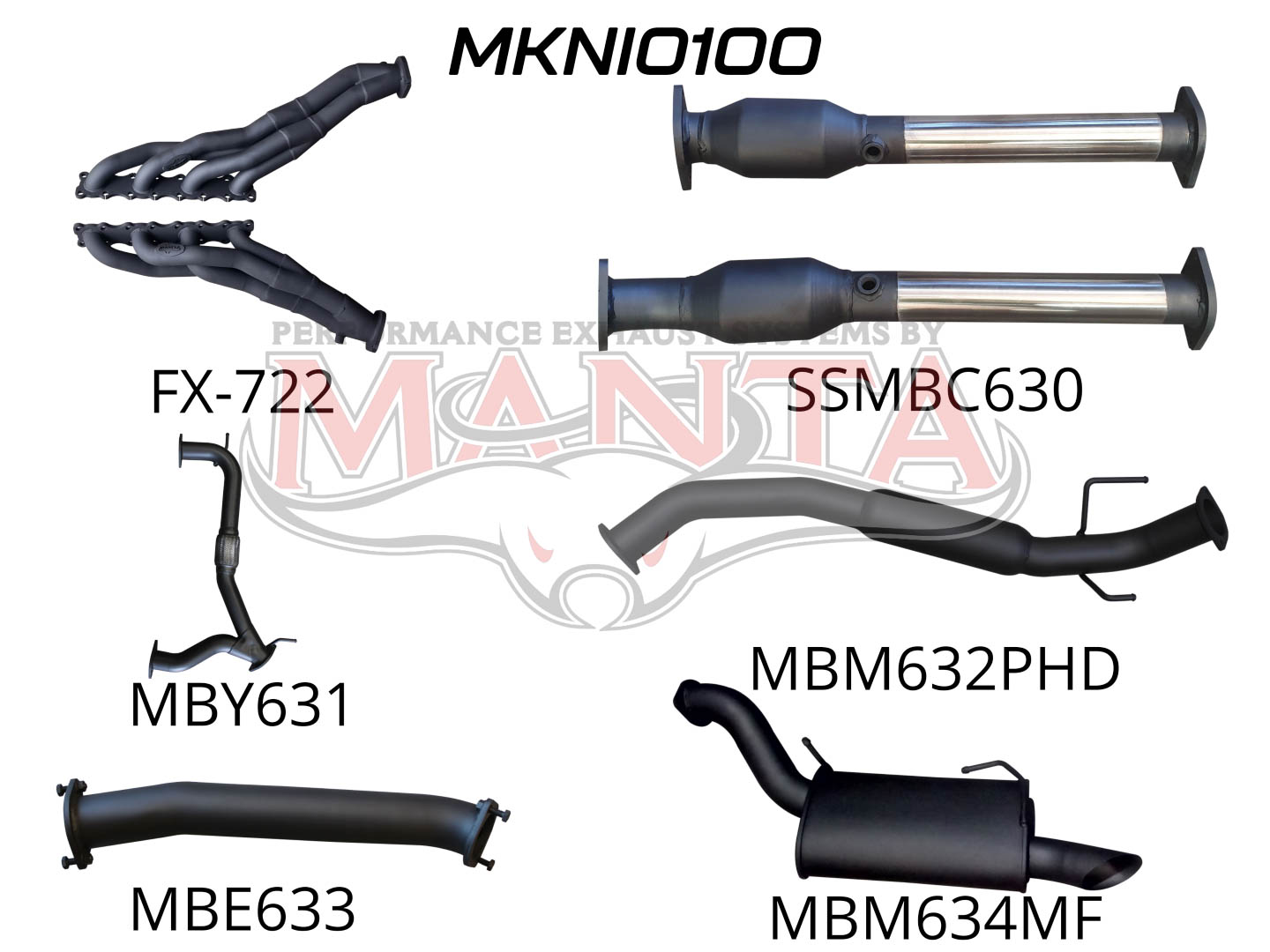 Manta Full Exhaust System Suit Nissan Patrol Y62 Series 1, 2, 3, 4 & 5 – 5.6L V8 Petrol Wagon