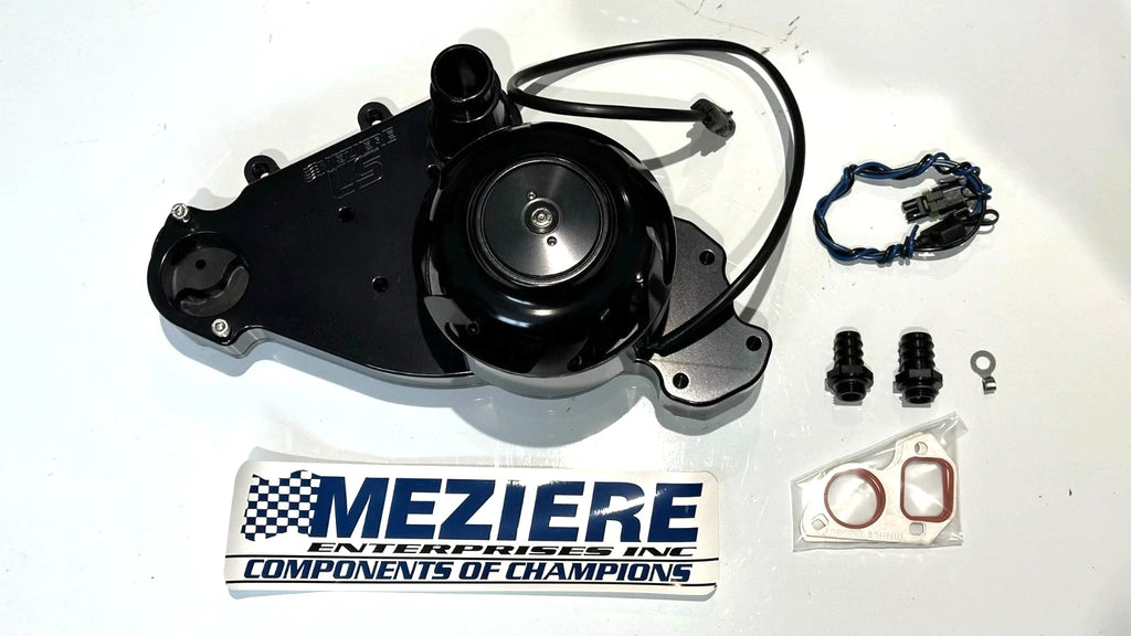 Meziere Electric Water Pump WP319S GM LS, High Flow Idler Black 55GPM Standard