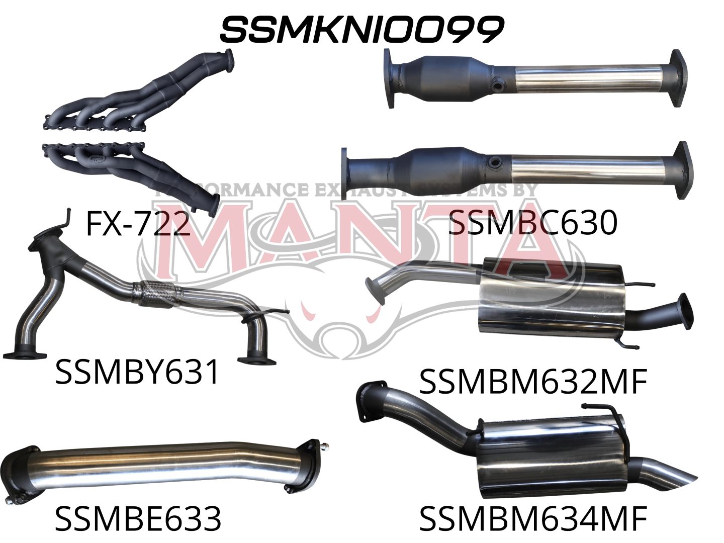 Manta Full Exhaust System Suit Nissan Patrol Y62 Series 1, 2, 3, 4 & 5 – 5.6L V8 Petrol Wagon