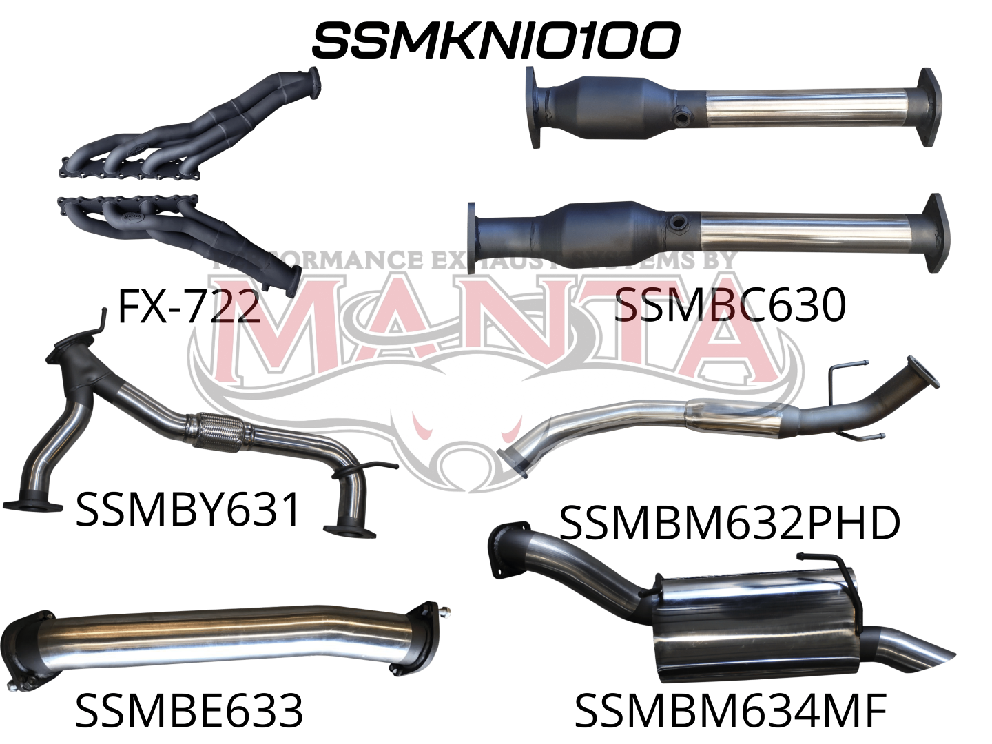 Manta Full Exhaust System Suit Nissan Patrol Y62 Series 1, 2, 3, 4 & 5 – 5.6L V8 Petrol Wagon