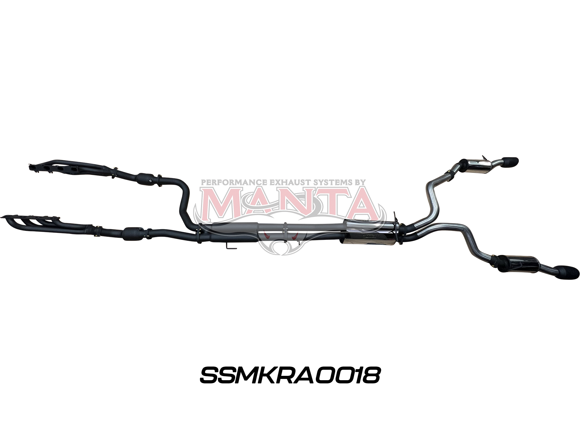 Dodge Ram DT 1500 5.7L V8 3in Twin Full Exhaust, Extractors And Cats, With 5in Black Tips